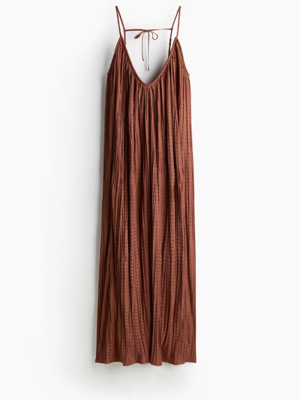 Women's Rust Brown Pleated Slip Dress